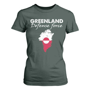 Greenland Defense Force T Shirt For Women Political Statement Greenland Policy TS11 Dark Forest Green Print Your Wear