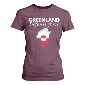 Greenland Defense Force T Shirt For Women Political Statement Greenland Policy TS11 Maroon Print Your Wear