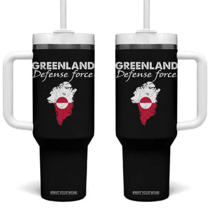 Greenland Defense Force Tumbler With Handle Political Statement Greenland Policy TS11 One Size: 40 oz Black Print Your Wear