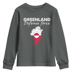 Greenland Defense Force Youth Sweatshirt Political Statement Greenland Policy TS11 Dark Heather Print Your Wear