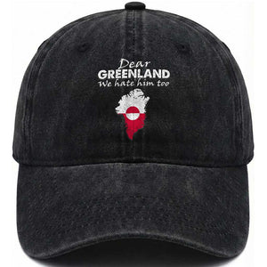 Dear Greenland We Hate Him Too Washed Cotton Baseball Cap Greenland Political Protest TS11 Print Your Wear