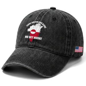 Nu Det Nuuk Leave Greenland Alone Washed Cotton Baseball Cap Political Statement Greenland Policy TS11 Print Your Wear
