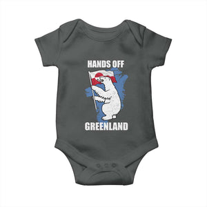 Hands Off Greenland Protest Baby Onesie Support Greenland Bear Holding Flag TS11 Dark Heather Print Your Wear