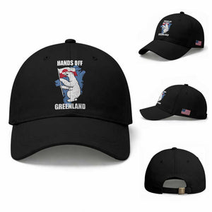 Hands Off Greenland Protest Baseball Cap Support Greenland Bear Holding Flag TS11 Baseball Cap Universal Fit Black Print Your Wear