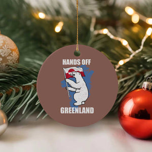 Hands Off Greenland Protest Ceramic Ornament Support Greenland Bear Holding Flag TS11 1pc Mocha Print Your Wear