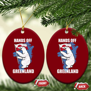 Hands Off Greenland Protest Ceramic Ornament Support Greenland Bear Holding Flag TS11 Print Your Wear