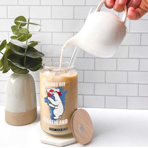 Hands Off Greenland Protest Glass Can Support Greenland Bear Holding Flag TS11 Print Your Wear