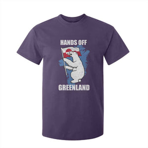 Hands Off Greenland Protest T Shirt For Kid Support Greenland Bear Holding Flag TS11 Purple Print Your Wear