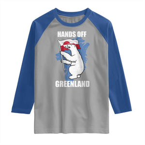 Hands Off Greenland Protest Raglan Shirt Support Greenland Bear Holding Flag TS11 Sport Gray Royal Print Your Wear