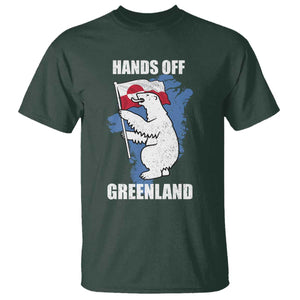 Hands Off Greenland Protest T Shirt Support Greenland Bear Holding Flag TS11 Dark Forest Green Print Your Wear
