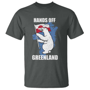 Hands Off Greenland Protest T Shirt Support Greenland Bear Holding Flag TS11 Dark Heather Print Your Wear