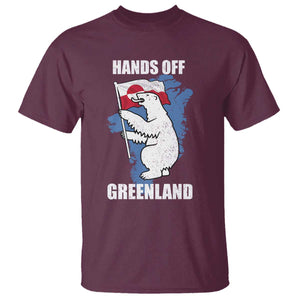 Hands Off Greenland Protest T Shirt Support Greenland Bear Holding Flag TS11 Maroon Print Your Wear