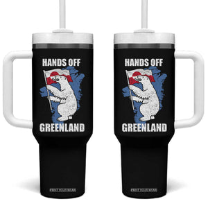 Hands Off Greenland Protest Tumbler With Handle Support Greenland Bear Holding Flag TS11 One Size: 40 oz Black Print Your Wear