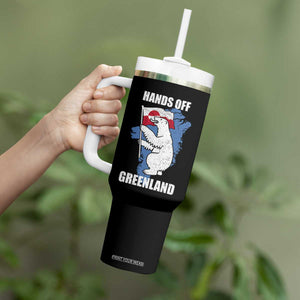 Hands Off Greenland Protest Tumbler With Handle Support Greenland Bear Holding Flag TS11 Print Your Wear