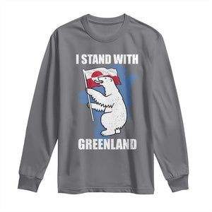 I Stand With Greenland Long Sleeve Shirt Polar Bear Greenland Protest TS11 Charcoal Print Your Wear
