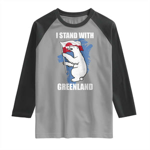 I Stand With Greenland Raglan Shirt Polar Bear Greenland Protest TS11 Sport Gray Black Print Your Wear
