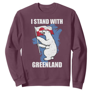 I Stand With Greenland Sweatshirt Polar Bear Greenland Protest TS11 Maroon Print Your Wear