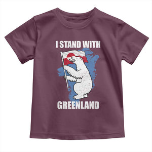I Stand With Greenland Toddler T Shirt Polar Bear Greenland Protest TS11 Maroon Print Your Wear