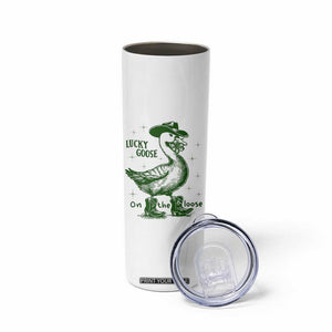 Funny St Patrick's Day Lucky Goose On The Loose Skinny Tumbler Cowboy Goose Shamrock TS11 Print Your Wear