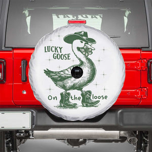 Funny St Patrick's Day Lucky Goose On The Loose Spare Tire Cover Cowboy Goose Shamrock TS11 White Print Your Wear