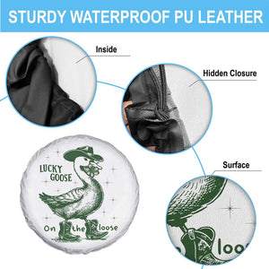 Funny St Patrick's Day Lucky Goose On The Loose Spare Tire Cover Cowboy Goose Shamrock TS11 Print Your Wear
