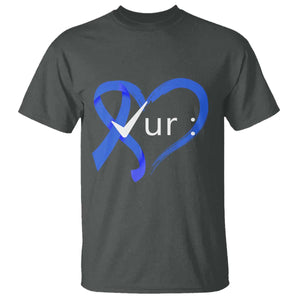 Funny Check Your Colon Colorectal Cancer Awareness T Shirt Dark Blue Ribbon Heart TS11 Dark Heather Print Your Wear