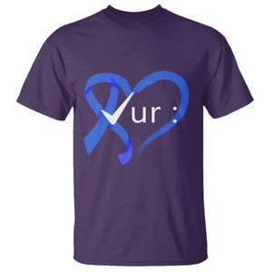 Funny Check Your Colon Colorectal Cancer Awareness T Shirt Dark Blue Ribbon Heart TS11 Purple Print Your Wear