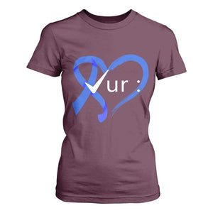 Funny Check Your Colon Colorectal Cancer Awareness T Shirt For Women Dark Blue Ribbon Heart TS11 Maroon Print Your Wear