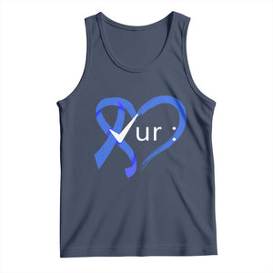 Funny Check Your Colon Colorectal Cancer Awareness Tank Top Dark Blue Ribbon Heart TS11 Navy Print Your Wear