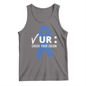 Funny Check Your Colon Colorectal Cancer Awareness Tank Top Dark Blue Ribbon TS11 Deep Heather Print Your Wear