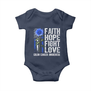Colon Cancer Awareness Baby Onesie Faith Hope Fight Love Sunflower USA Flag TS11 Navy Print Your Wear