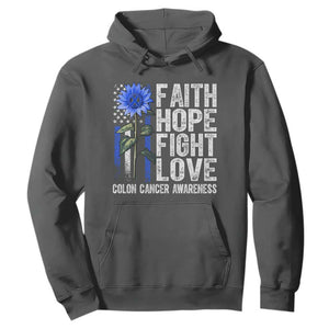 Colon Cancer Awareness Hoodie Faith Hope Fight Love Sunflower USA Flag TS11 Dark Heather Print Your Wear