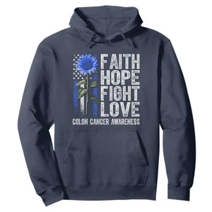 Colon Cancer Awareness Hoodie Faith Hope Fight Love Sunflower USA Flag TS11 Navy Print Your Wear