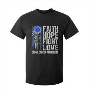 Colon Cancer Awareness T Shirt For Kid Faith Hope Fight Love Sunflower USA Flag TS11 Black Print Your Wear