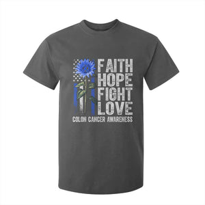 Colon Cancer Awareness T Shirt For Kid Faith Hope Fight Love Sunflower USA Flag TS11 Dark Heather Print Your Wear