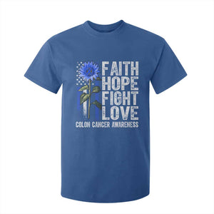 Colon Cancer Awareness T Shirt For Kid Faith Hope Fight Love Sunflower USA Flag TS11 Royal Blue Print Your Wear