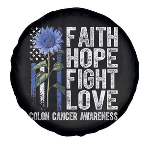 Colon Cancer Awareness Spare Tire Cover Faith Hope Fight Love Sunflower USA Flag TS11 Print Your Wear