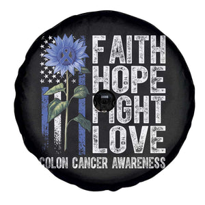 Colon Cancer Awareness Spare Tire Cover Faith Hope Fight Love Sunflower USA Flag TS11 Print Your Wear