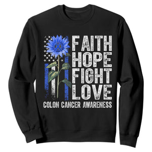 Colon Cancer Awareness Sweatshirt Faith Hope Fight Love Sunflower USA Flag TS11 Black Print Your Wear