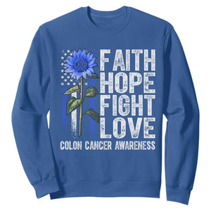 Colon Cancer Awareness Sweatshirt Faith Hope Fight Love Sunflower USA Flag TS11 Royal Blue Print Your Wear