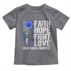 Colon Cancer Awareness Toddler T Shirt Faith Hope Fight Love Sunflower USA Flag TS11 Charcoal Print Your Wear
