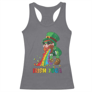 Funny Irish Yoga St Patrick's Day Beer Drinking Racerback Tank Top Drunk Leprechaun TS11 Charcoal Print Your Wear
