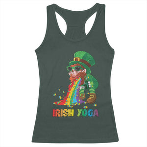 Funny Irish Yoga St Patrick's Day Beer Drinking Racerback Tank Top Drunk Leprechaun TS11 Dark Forest Green Print Your Wear