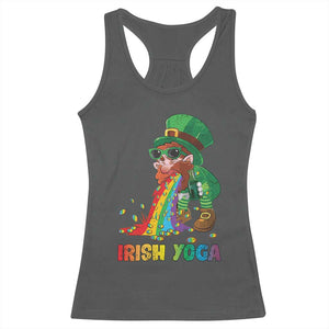 Funny Irish Yoga St Patrick's Day Beer Drinking Racerback Tank Top Drunk Leprechaun TS11 Dark Heather Print Your Wear