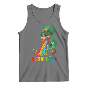 Funny Irish Yoga St Patrick's Day Beer Drinking Tank Top Drunk Leprechaun TS11 Black Heather Print Your Wear
