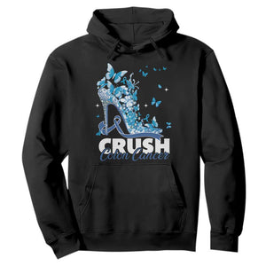 Crush Colon Cancer Hoodie Colorectal Cancer Awareness Bling Blue Ribbon High Heel TS11 Black Print Your Wear