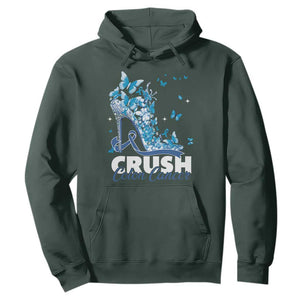 Crush Colon Cancer Hoodie Colorectal Cancer Awareness Bling Blue Ribbon High Heel TS11 Dark Forest Green Print Your Wear