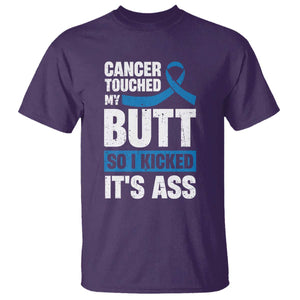 Colon Cancer Awareness T Shirt Cancer Touched My Butt So I Kicked It's Ass Dark Blue Ribbon TS11 Purple Print Your Wear