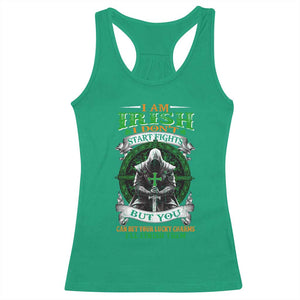 Irish Pride Racerback Tank Top I Am Irish I Don't Start Fights But You Can Bet Your Lucky Charms TS11 Irish Green Print Your Wear