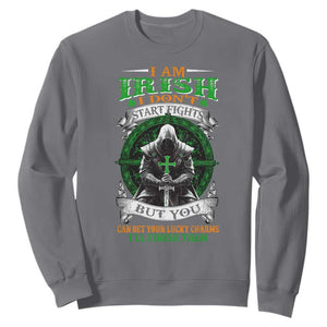 Irish Pride Sweatshirt I Am Irish I Don't Start Fights But You Can Bet Your Lucky Charms TS11 Charcoal Print Your Wear